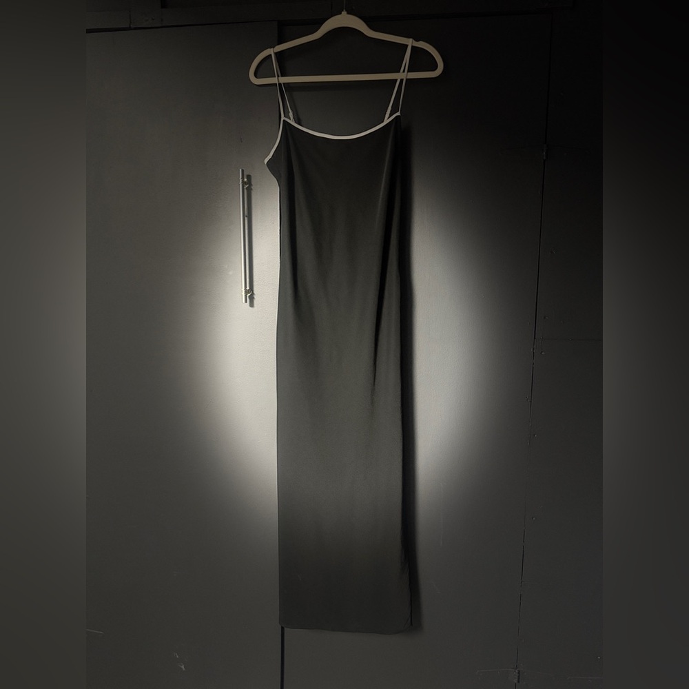 Black Slip Maxi Dress with Contrast Trim - Women